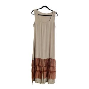 Nataya Women’s Taupe Dress Sz S Titanic Gatsby Jazz Party Wedding Tiered chiffon